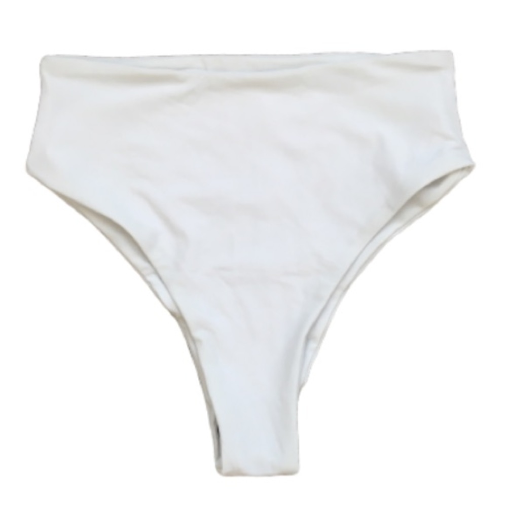 High waist white bikini bottom